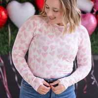IN STOCK Blair Long Sleeve Top -  Blushing Pink Hearts