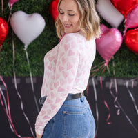 IN STOCK Blair Long Sleeve Top -  Blushing Pink Hearts