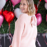 IN STOCK Bethany Bow Knit Sweater - Light Pink