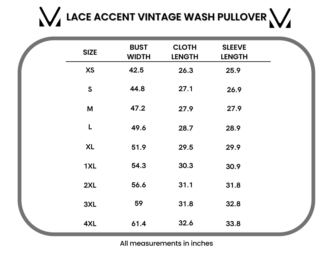 IN STOCK Lace Accent Vintage Wash Pullover - Black