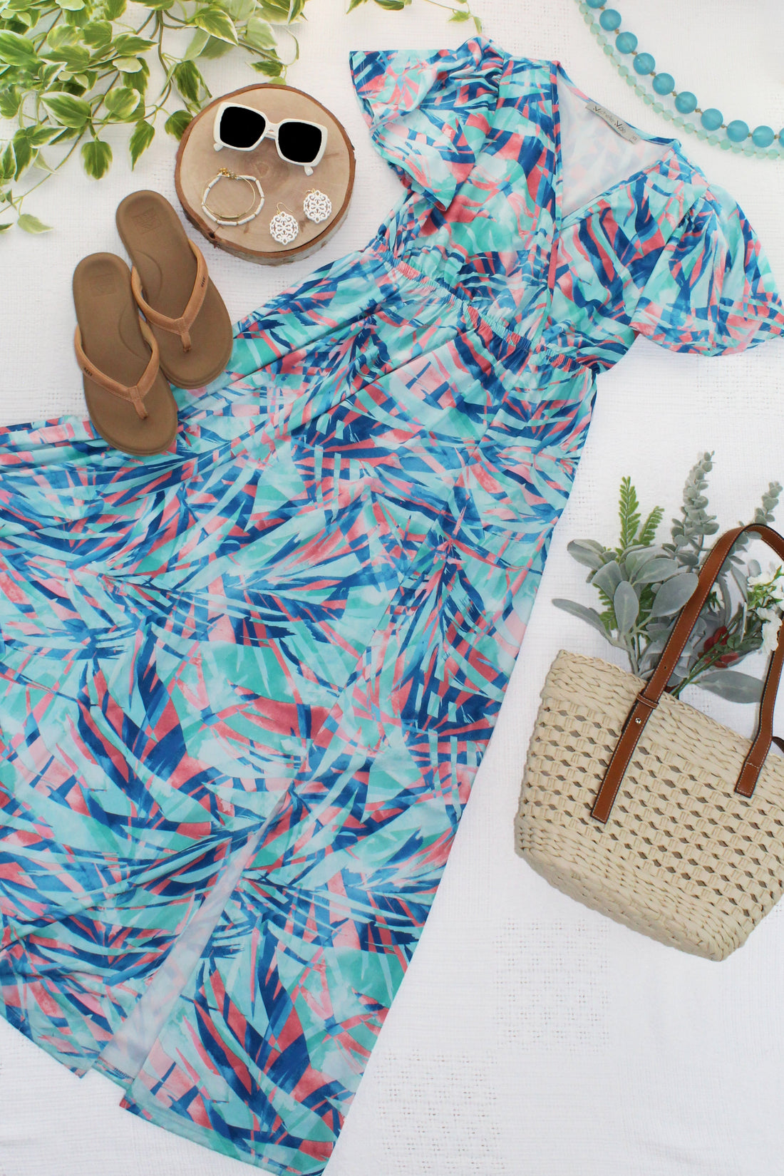 IN STOCK Millie Maxi Dress - Abstract Aqua Breeze FINAL SALE