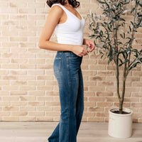 Miley High Waist Control Top Frayed Hem Flare Jeans