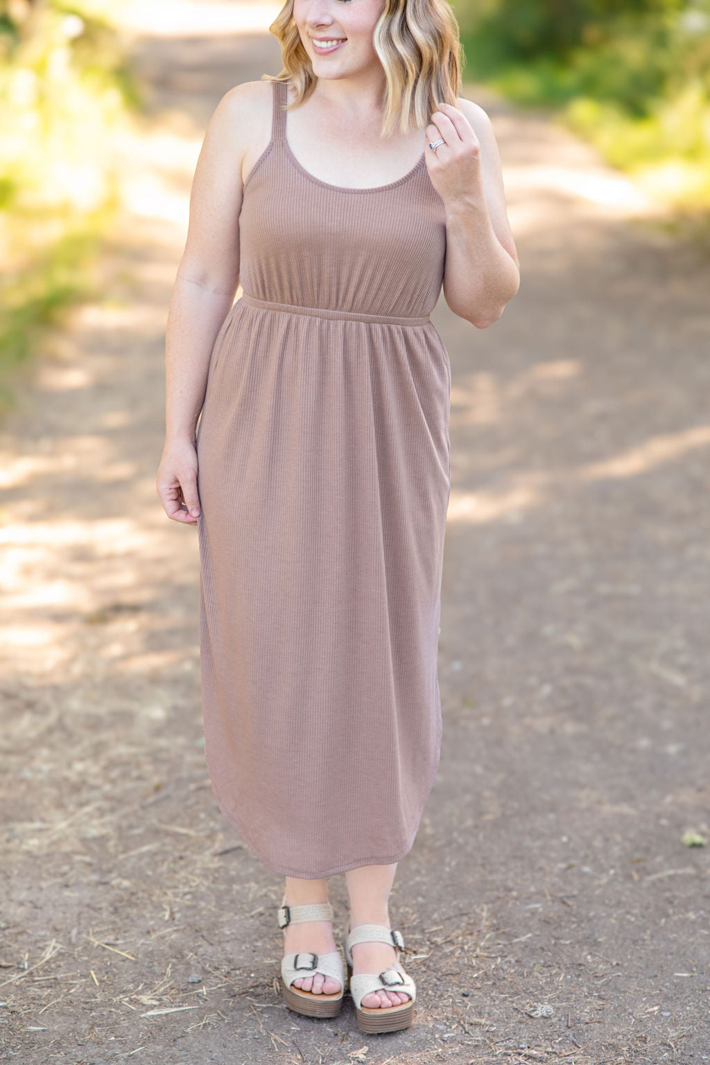 IN STOCK Reagan Ribbed Midi Dress - Mocha | Women&