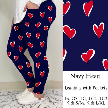 Navy Heart Leggings w/ Pockets