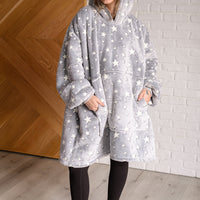 Oversized Blanket Hoodie in Grey Stars