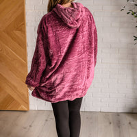 Oversized Velour Blanket Hoodie in Purple