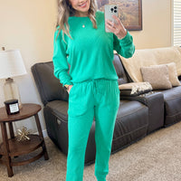IN STOCK Corrine Ribbed Pullover Top - Emerald