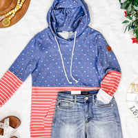 IN STOCK Hailey Pullover Hoodie - Faded Navy Freedom Stars and Stripes FINAL SALE