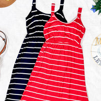 IN STOCK Reagan Ribbed Midi Dress - Red Stripes FINAL SALE