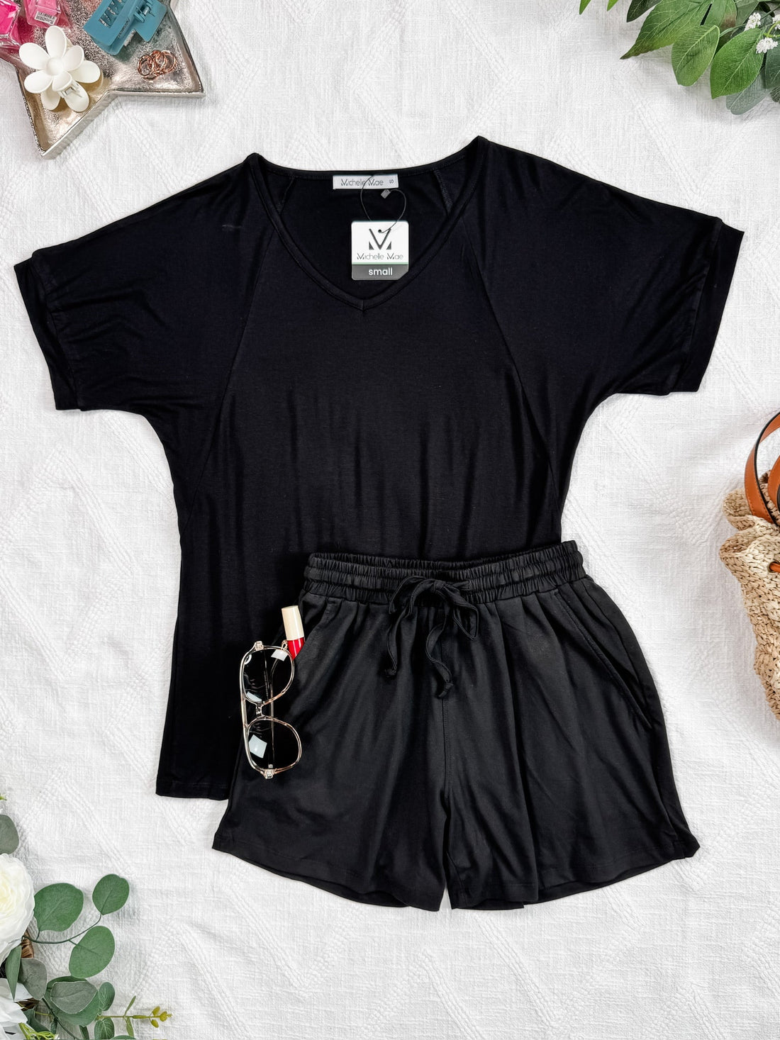 IN STOCK Bamboo V Neck Tee - Black