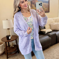 IN STOCK Open Knit Cardigan - Lavender