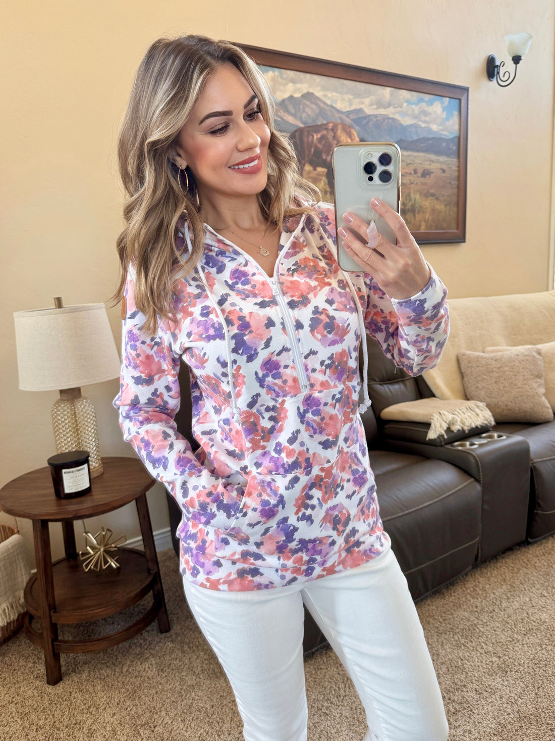 IN STOCK HalfZip Hoodie - Purple Abstract