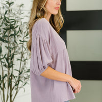 Pleasantly Perfect Bubble Sleeve Peasant Blouse