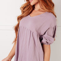 Pleasantly Perfect Bubble Sleeve Peasant Blouse