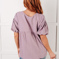 Pleasantly Perfect Bubble Sleeve Peasant Blouse