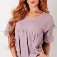 Pleasantly Perfect Bubble Sleeve Peasant Blouse