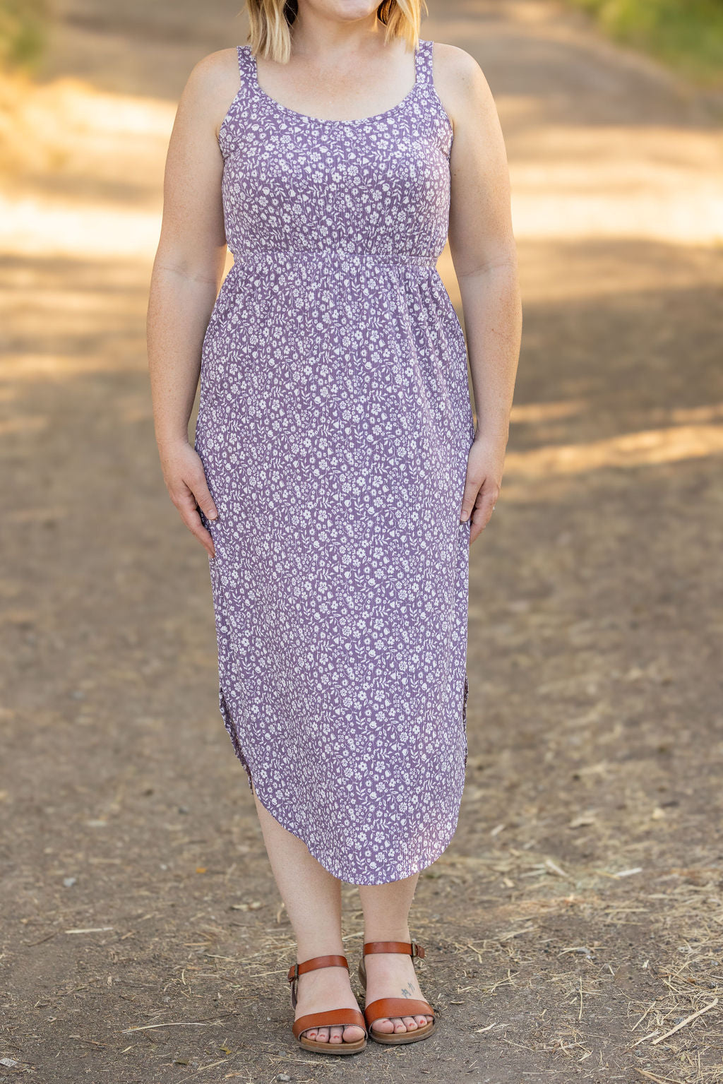 IN STOCK Reagan Ribbed Midi Dress - Lavender Floral | Women&