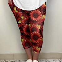 Red Sunflower Capri w/ Pockets