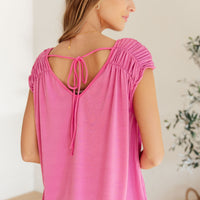 Ruched Cap Sleeve Top in Magenta