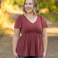 IN STOCK Emery Ruffle Top - Marsala | Women's Blouse FINAL SALE