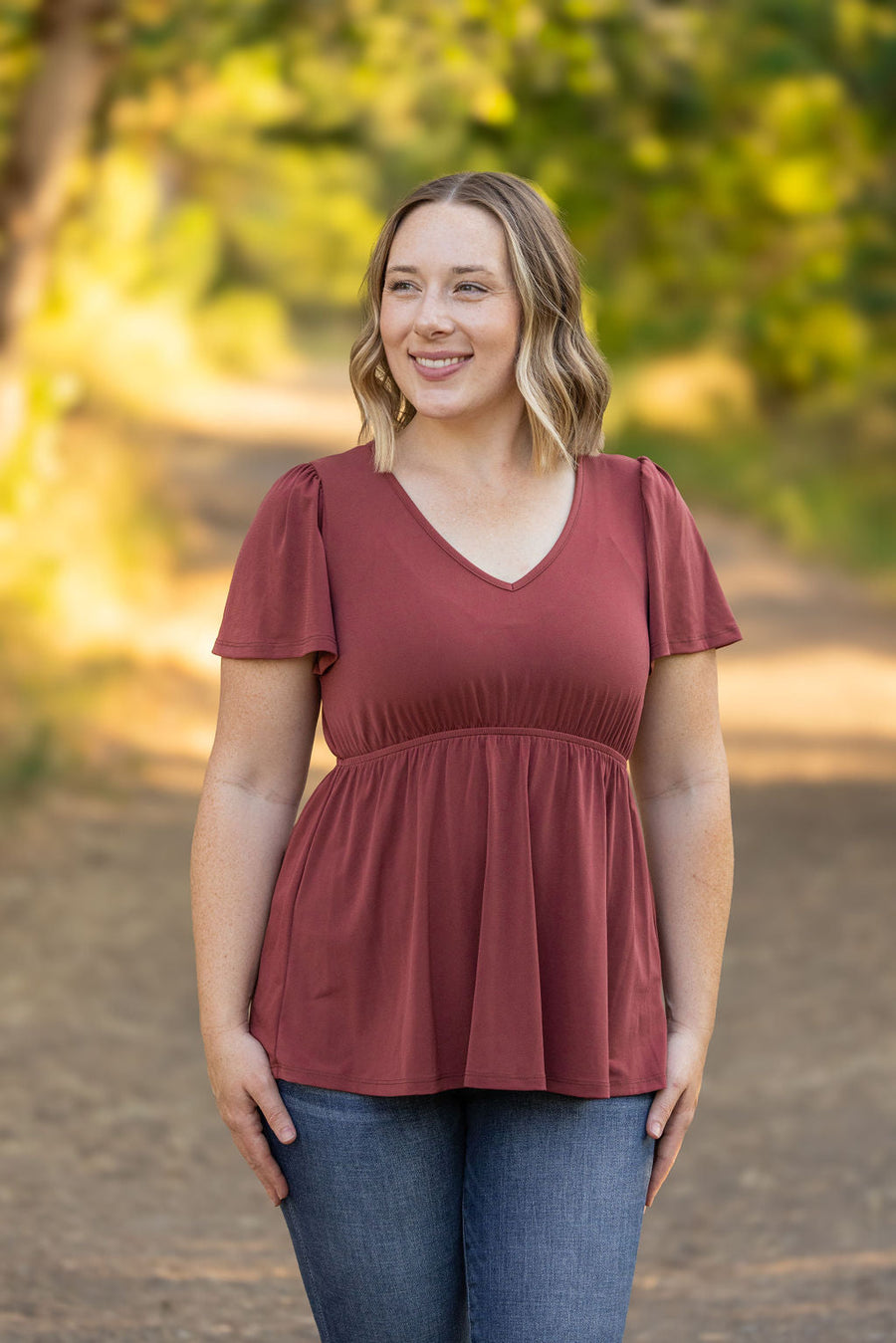 IN STOCK Emery Ruffle Top - Marsala | Women's Blouse FINAL SALE