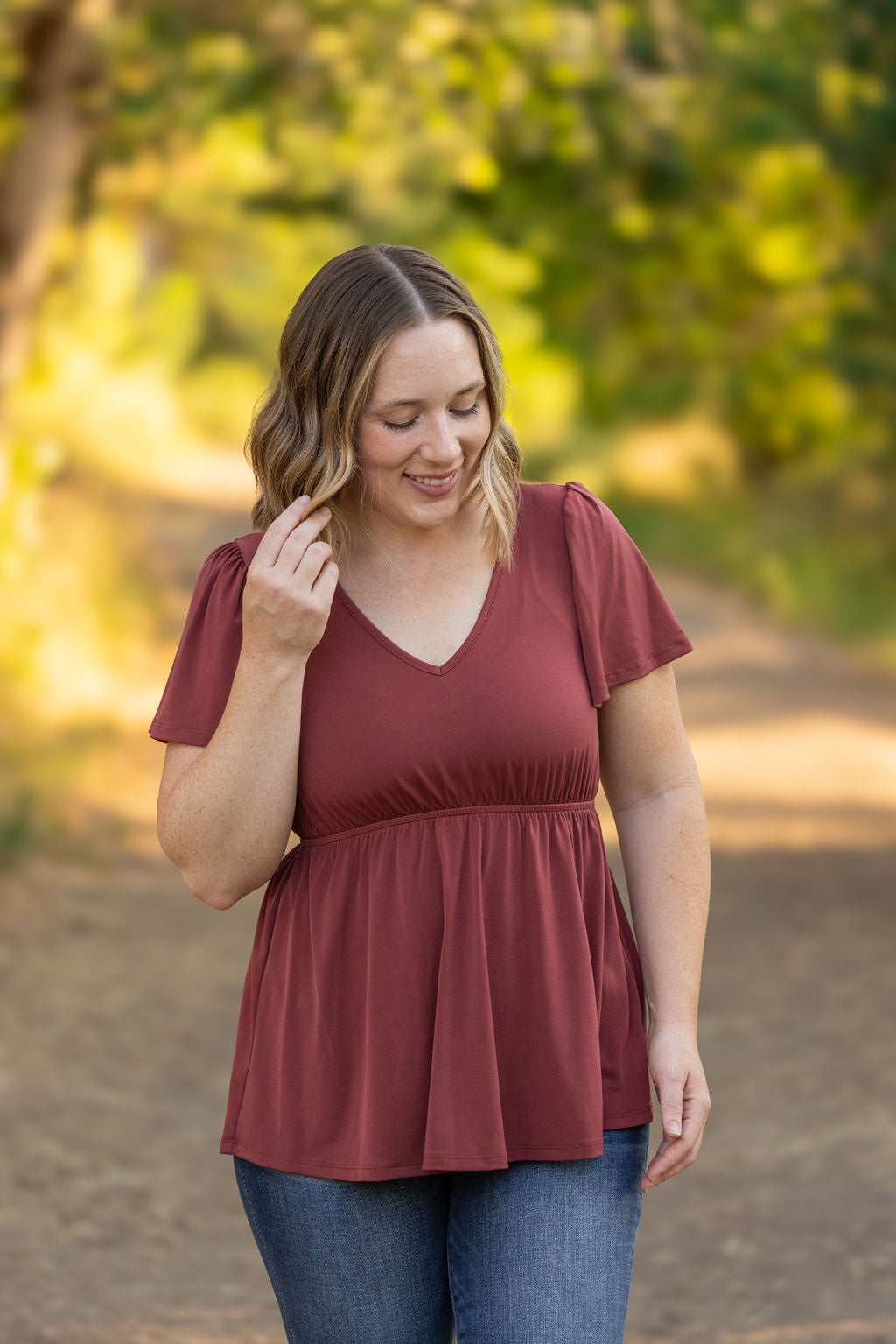 IN STOCK Emery Ruffle Top - Marsala | Women&