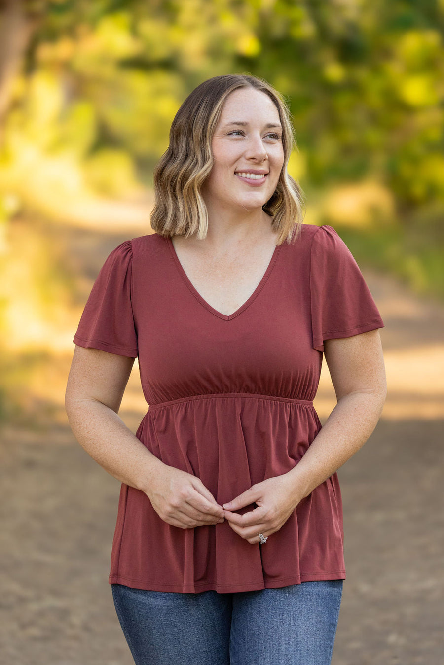 IN STOCK Emery Ruffle Top - Marsala | Women's Blouse FINAL SALE