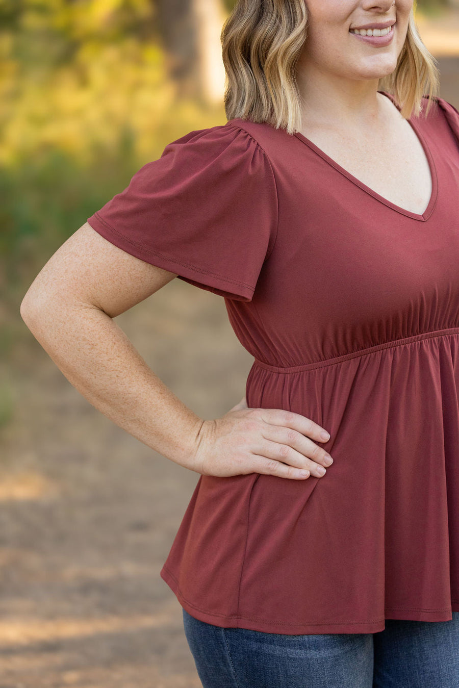 IN STOCK Emery Ruffle Top - Marsala | Women's Blouse FINAL SALE