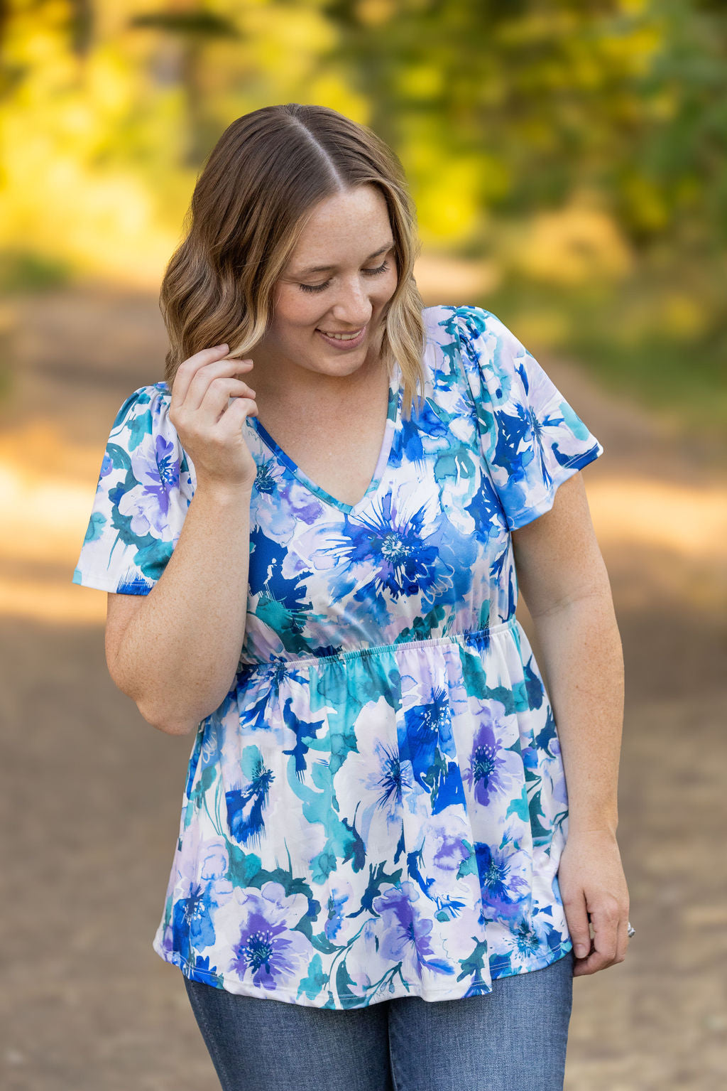 IN STOCK Emery Ruffle Top - Blue Floral | Women&