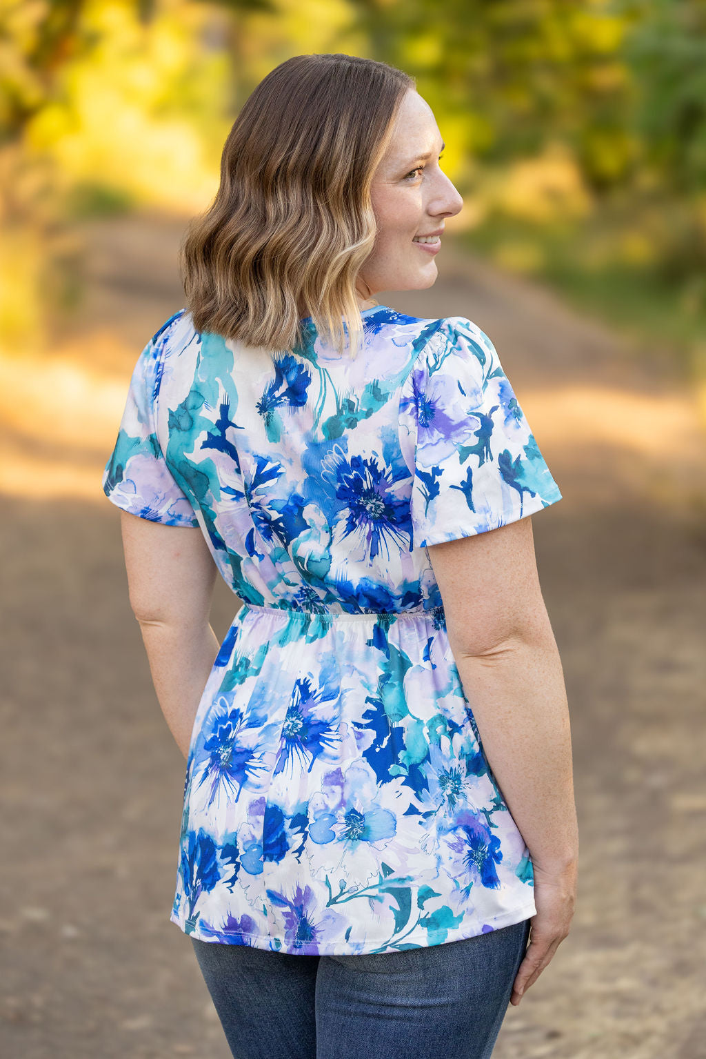 IN STOCK Emery Ruffle Top - Blue Floral | Women&