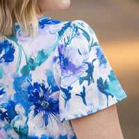 IN STOCK Emery Ruffle Top - Blue Floral | Women's Blouse FINAL SALE