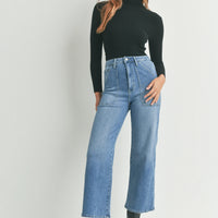 PREORDER: Patch Pocket Wide Leg Jeans in Four Colors