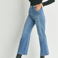PREORDER: Patch Pocket Wide Leg Jeans in Four Colors