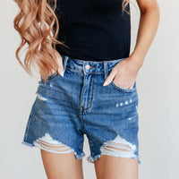 Samantha High Rise Rigid Magic Distressed Cutoff Shorts