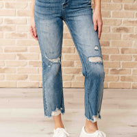 Sammy High Waist Distressed Crop Straight Leg Jeans