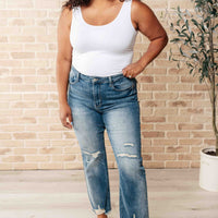 Sammy High Waist Distressed Crop Straight Leg Jeans