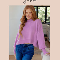 Lizzy Flutter Sleeve Top in Lavender and Hot Pink Filigree