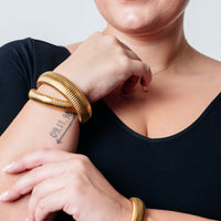 Sassy but Classy Ribbed Bangles in Gold Set of 3