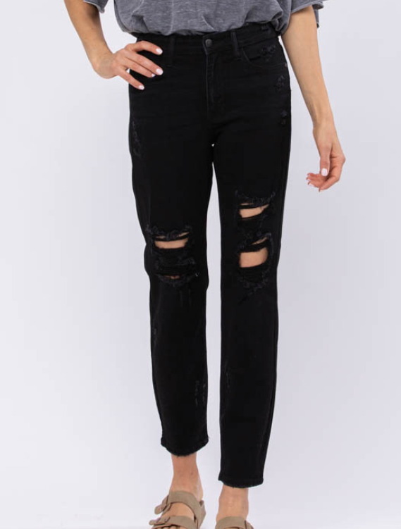 The Standout Judy Blue Black Boyfriend Jeans