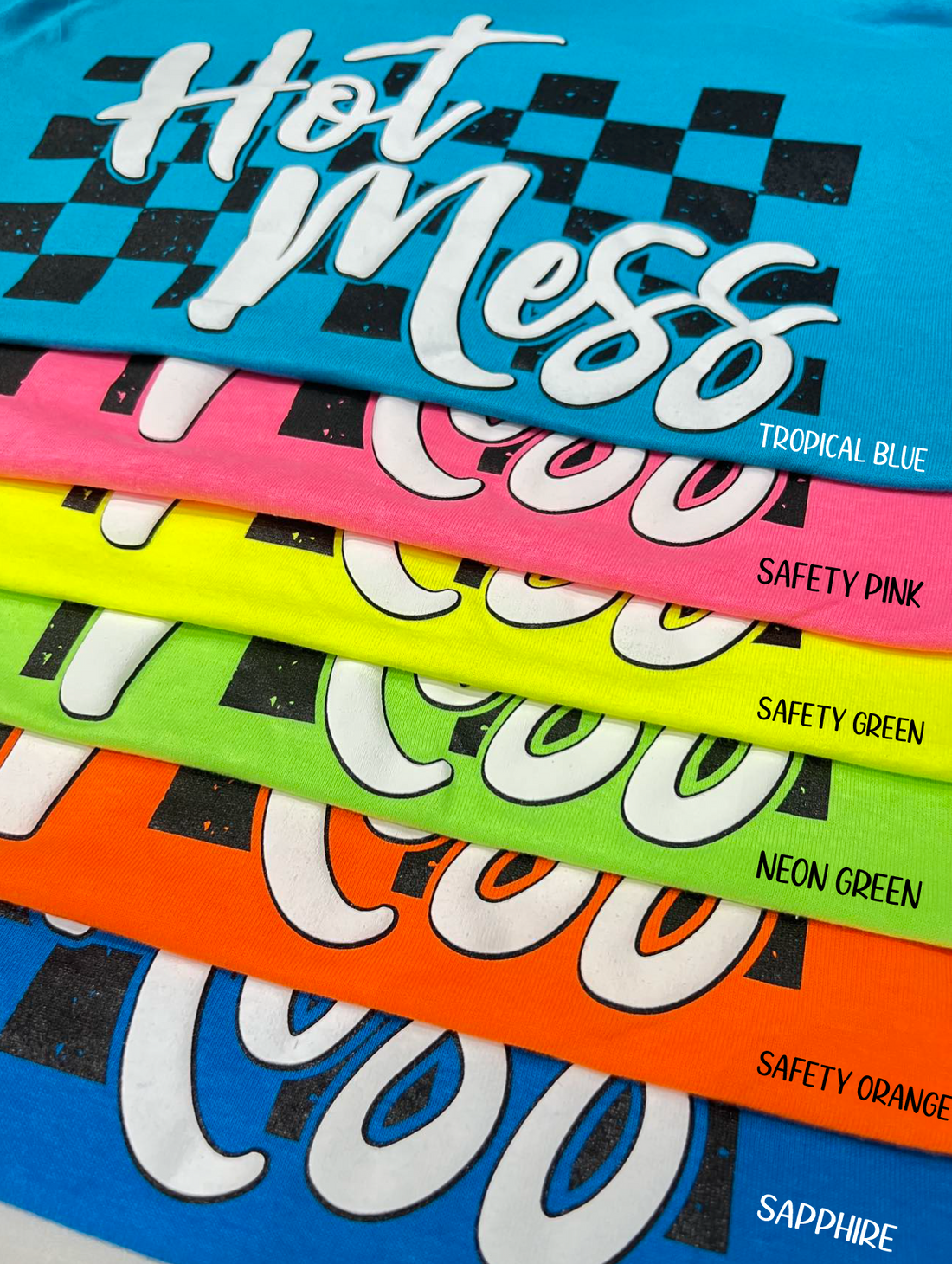 Hot Mess Checkered (Safety Green)