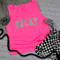 VACAY GLITTER EMBROIDERED PATCH NEON PINK