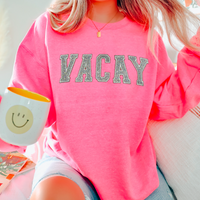 VACAY GLITTER EMBROIDERED PATCH NEON PINK