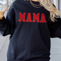 MAMA (RED GLITTER PATCH) Black Sweatshirt
