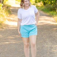 IN STOCK French Terry Stevie Shorts - Capri Blue | Women's Casual Shorts FINAL SALE