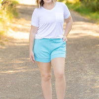 IN STOCK French Terry Stevie Shorts - Capri Blue | Women's Casual Shorts FINAL SALE