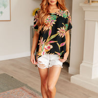 Tropical Bouquet V-Neck Top