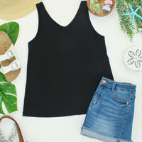 IN STOCK Vera V Neck Tank - Black
