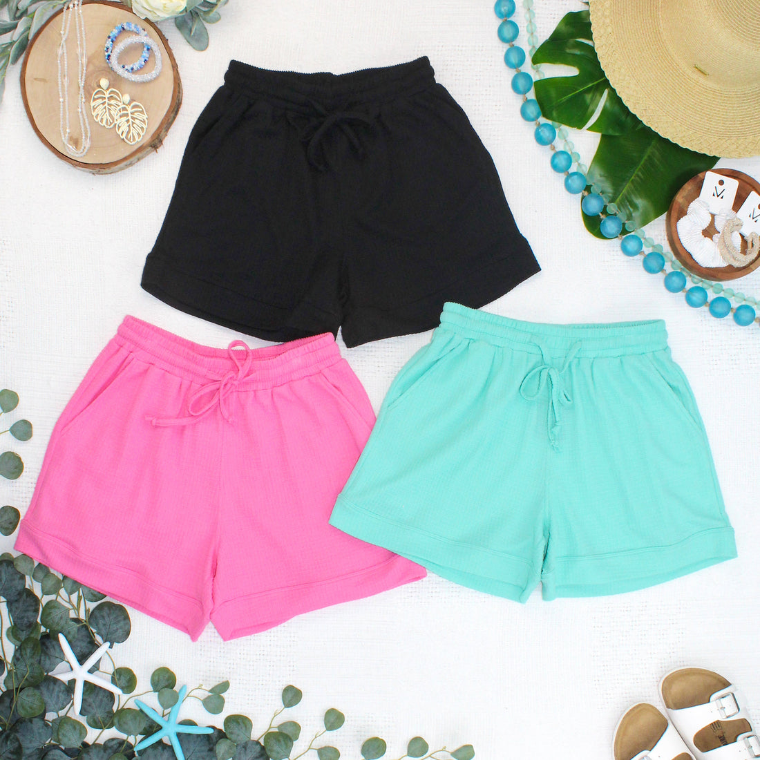 IN STOCK Weslie Waffle Shorts - Pink