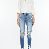 Kancan High Rise Frayed Ankle Skinny Jeans