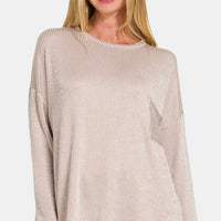 Zenana Ribbed Striped Long Sleeve T-Shirt